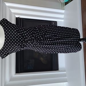 Connected apparel black & white poka dot dress.
